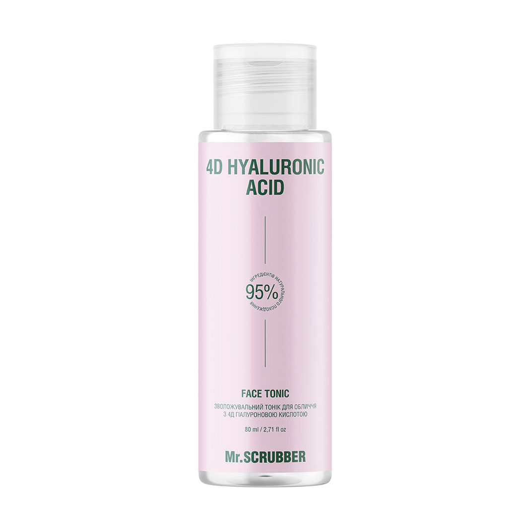 Зволожувальний тонік для обличчя Mr.Scrubber 4D Hyaluronic Acid Face Tonic з 4Д гіалуроновою кислотою, 80 мл
